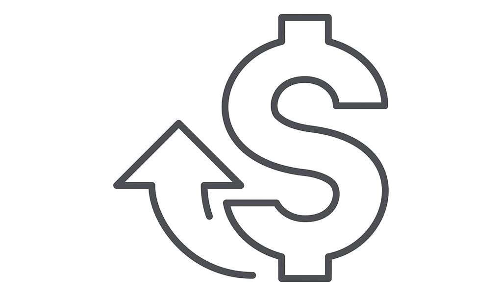 dollar sign with upwards arrow