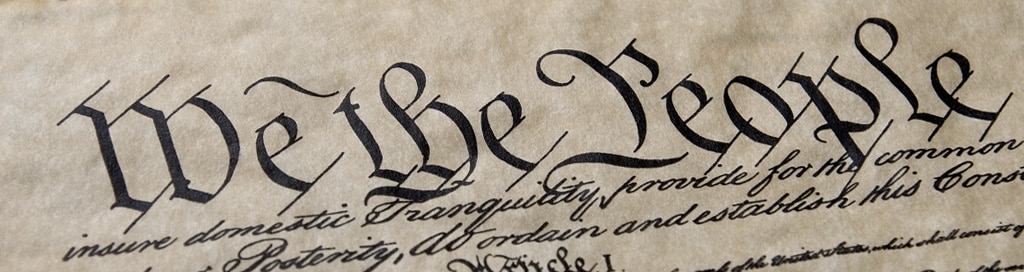The top portion of the Declaration of Independence