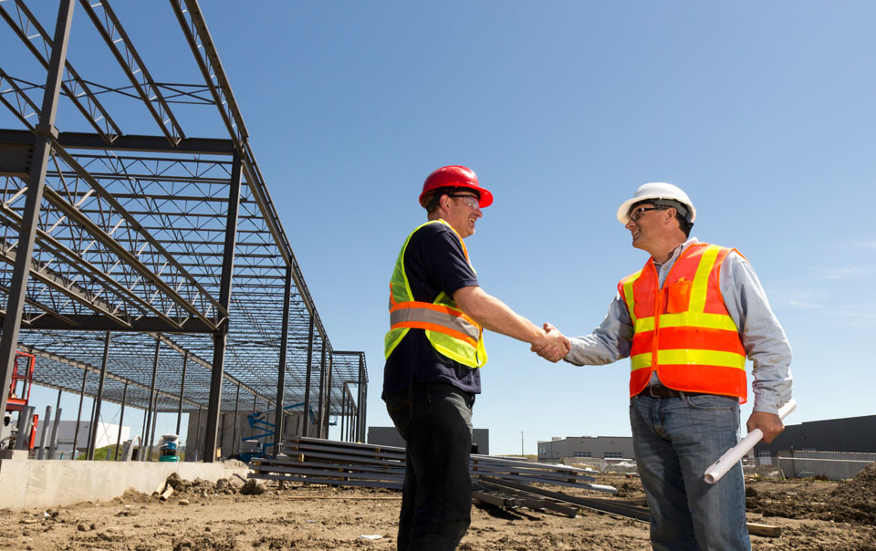 Contractor meeting and interviewing subcontractor