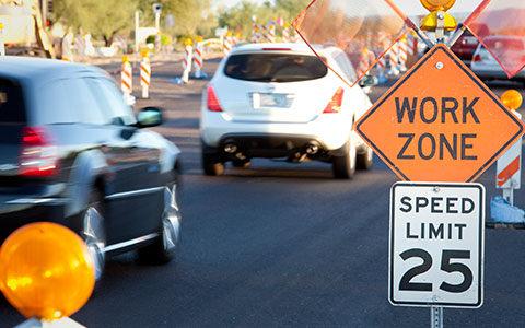 Work zone area on the road